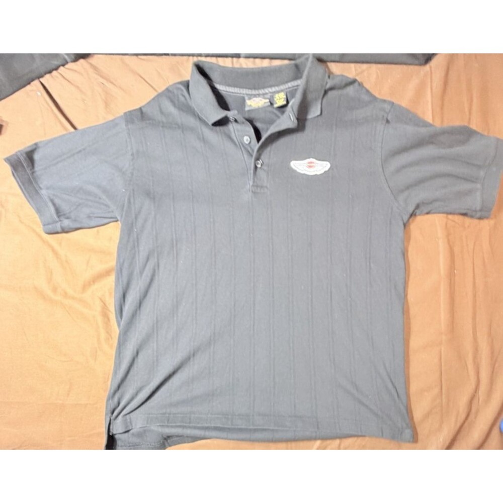 Harley Davidson Men's Polo Shirt L Gray 100 Years Short Sleeve Cotton USA Biker
